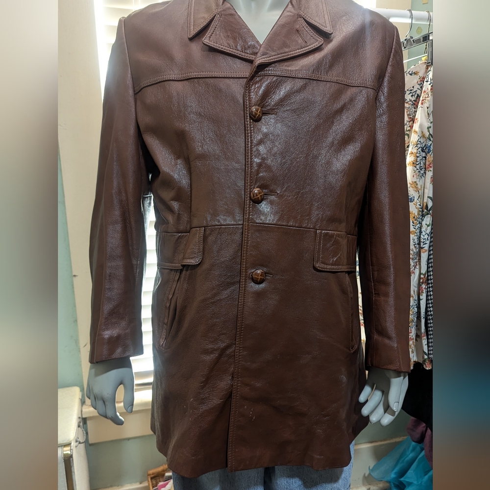 Elegante by Grais 70s leather Western car coat